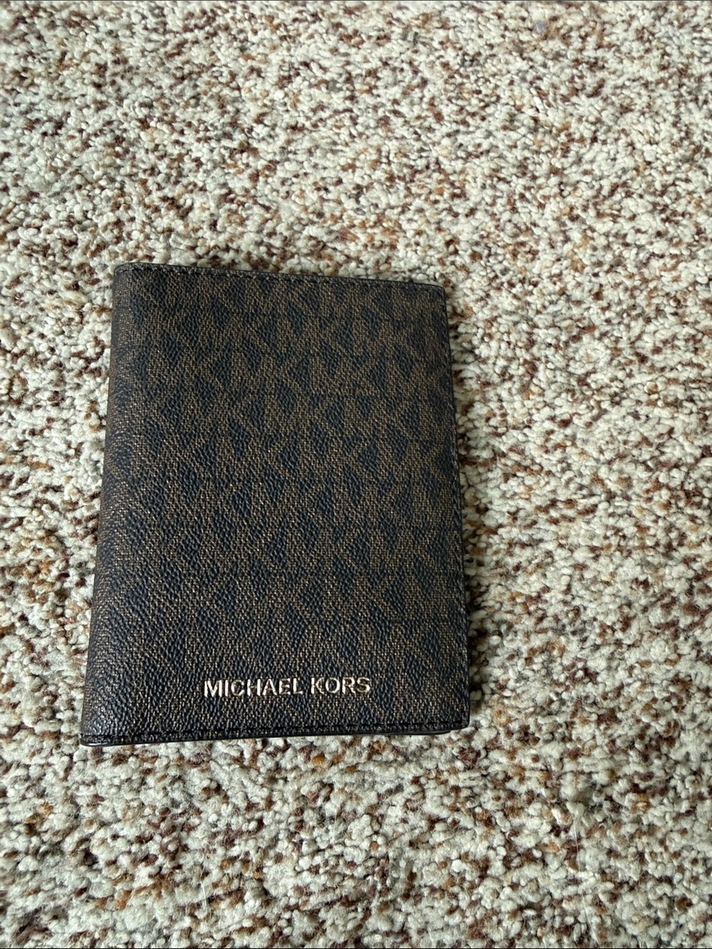 Michael Kors Brown and Black Signature Card & Passport Holder